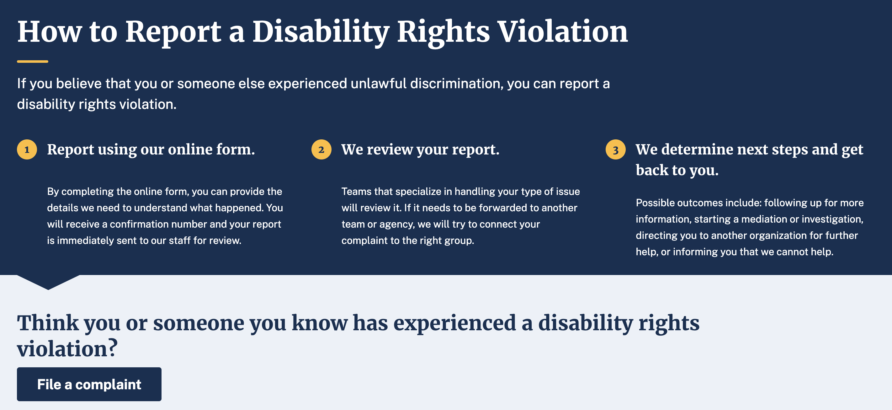 Screenshot z webu ADA na sekciu ako nahlásiť porušenie zákona o prístupnosti